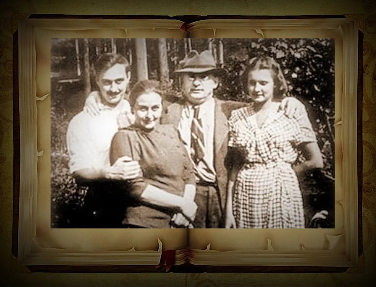 Лаврентий Павлович Берия в кругу семьи: с женой Нино, сыном Серго и невесткой Марфой 