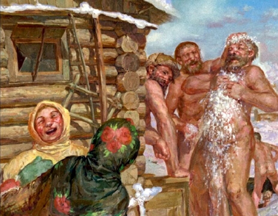 Из горячей баньки в холодный снег (картинка из интернета)