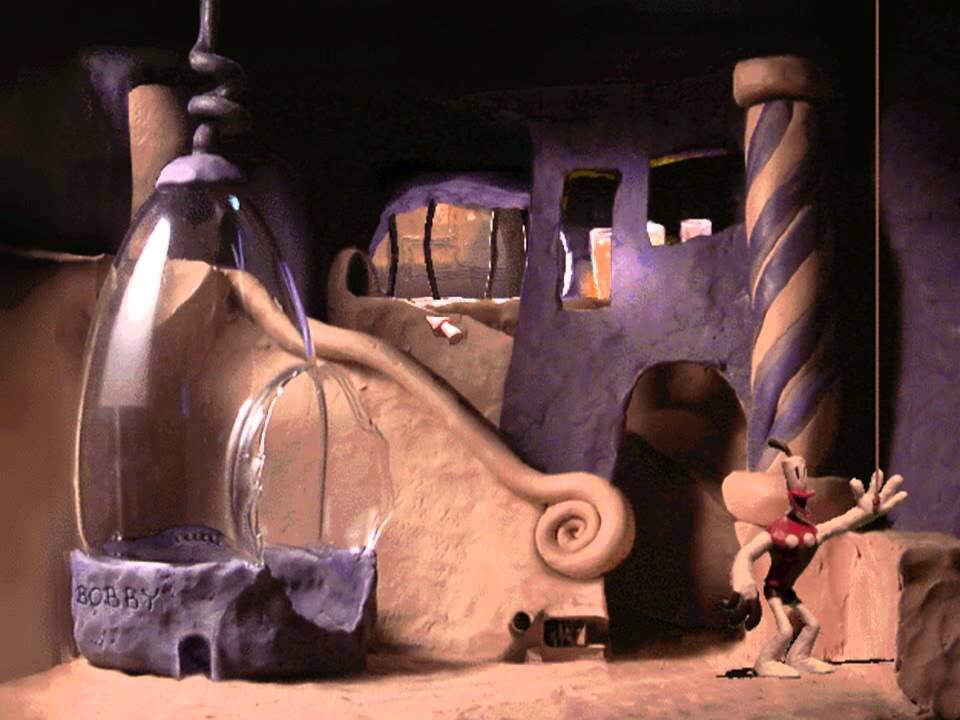 Кадр из "Небывальщины". Герой находится перед входом в физическую лабораторию, где он должен поставить опыт с использованием лазера. А внизу на этом же кадре видна малюсенькая химлаборатория, но туда ещё надо как-то попасть...