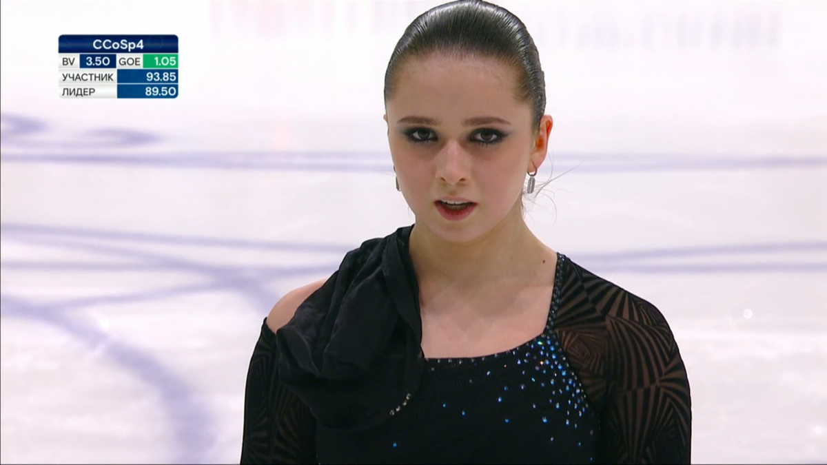 Фигуристка Камила Валиева в произвольном прокате смогла исправить все свои ошибки. Фото: стоп-кадр эфира "Первого канала".