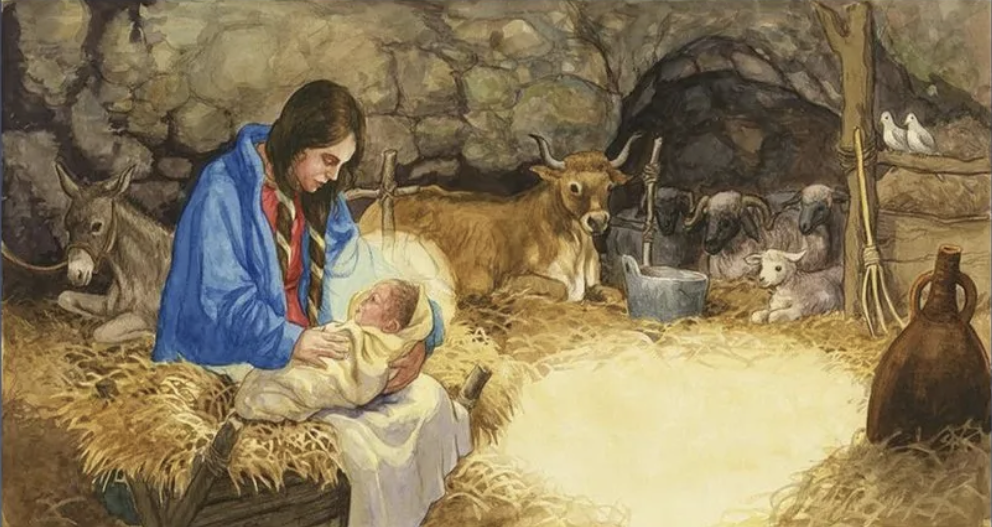 Год рождения иисуса христа. Рождество Мария и Иосиф в хлеву. Мария Иосиф и младенец Иисус в хлеву. Хлев Рождества Христова в Вифлееме. Иисус Христос в хлеву.
