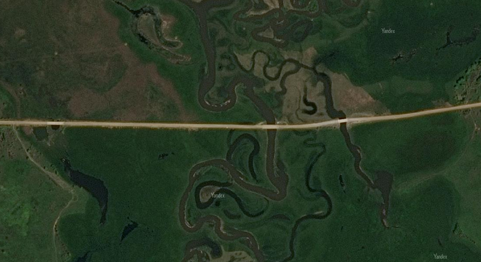 Дорога в пойме Амура, юг Еврейской автономной области.