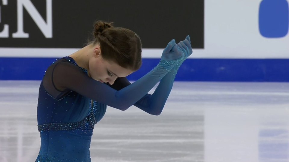 Анна Щербакова перед КП на Чемпионате Мира. 