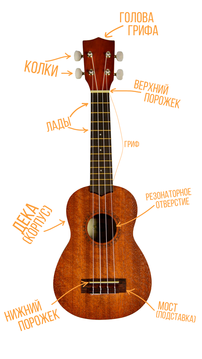 Сопрано укулеле. (со всеми обозначениями)