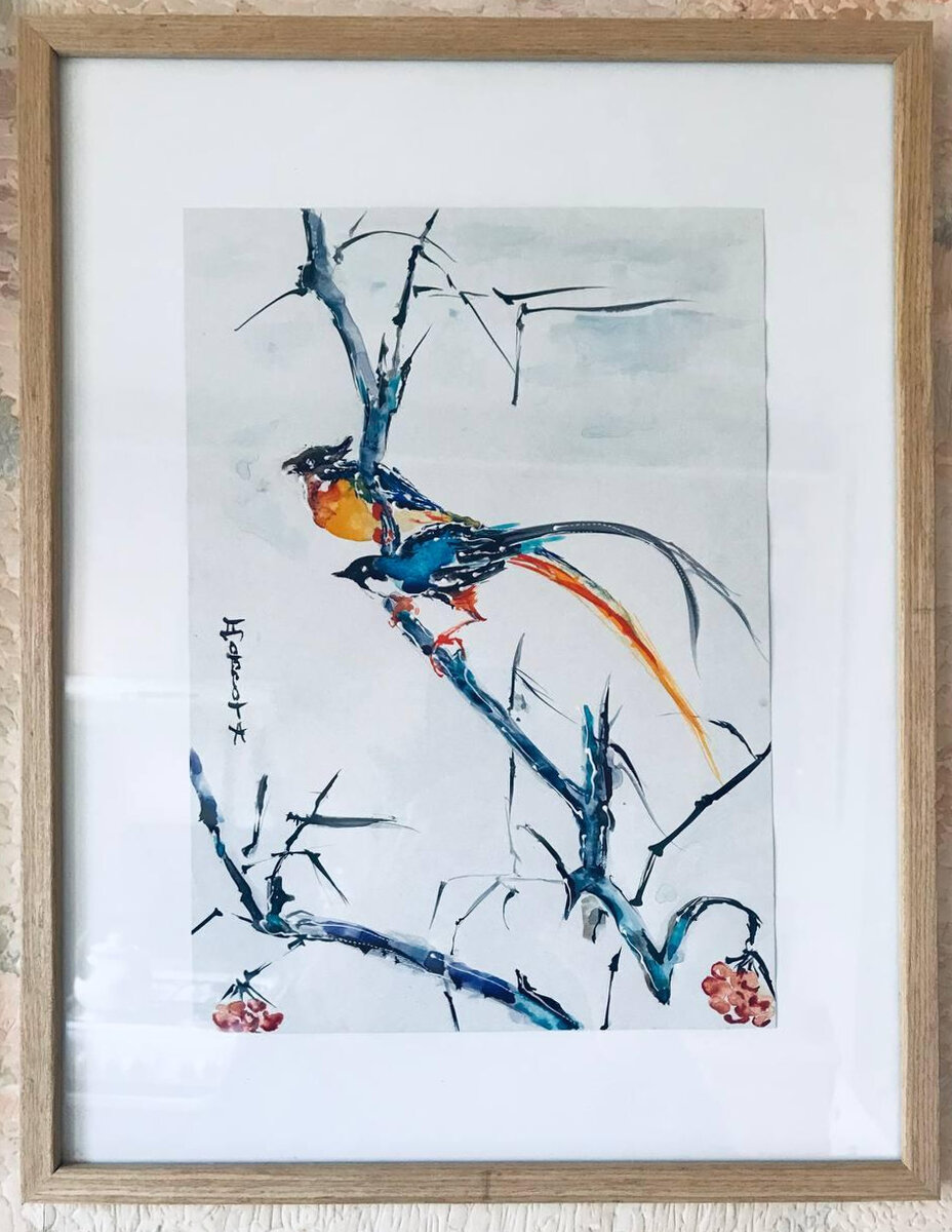 Акварель «Птицы», бумага, формат А4 