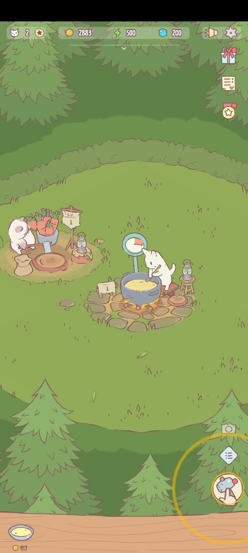 В начале, естественно, у нас не так много построек, есть только чан для варки супа с одним котом. Но остался у меня только скрин с двумя уже котиками)