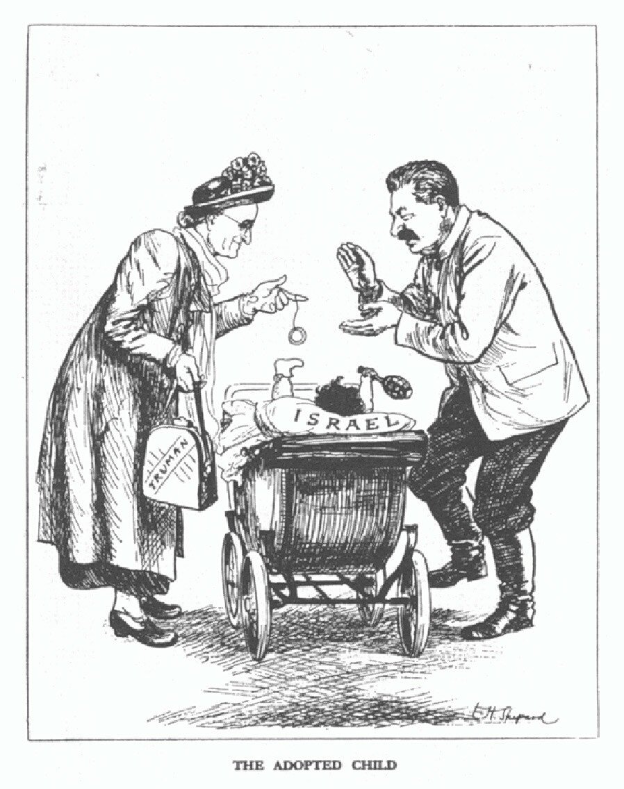 Карикатура «Приёмный ребёнок» 1948 года из лондонского журнала «Punch» / общедоступное фото