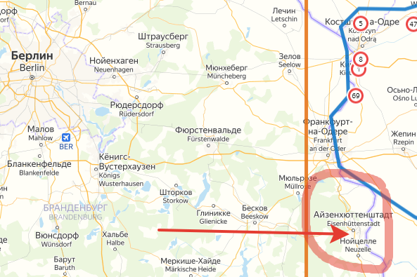 Зона операции "Апрельская погода" (обведено красным). Создано на основе Яндекс-Карт