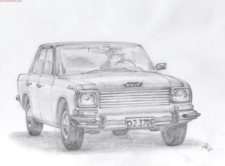 Карандашный рисунок автомобиля Paektusan (1979). Работа немецкого дантиста Йорга-Петера Рабе (Jörg-Peter Rabe), который увлекается экзотическим автопромом и рисует в свободное от основной работы время, 2021 год.