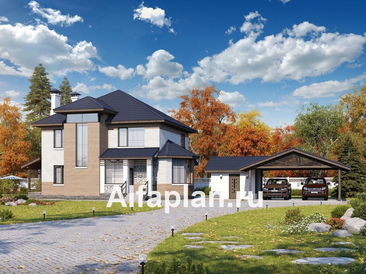 "Агент 007"_ДУО (проект коттеджа 449A "Агент 007" +навес для машин 252P) ©Владимир Тарасов
