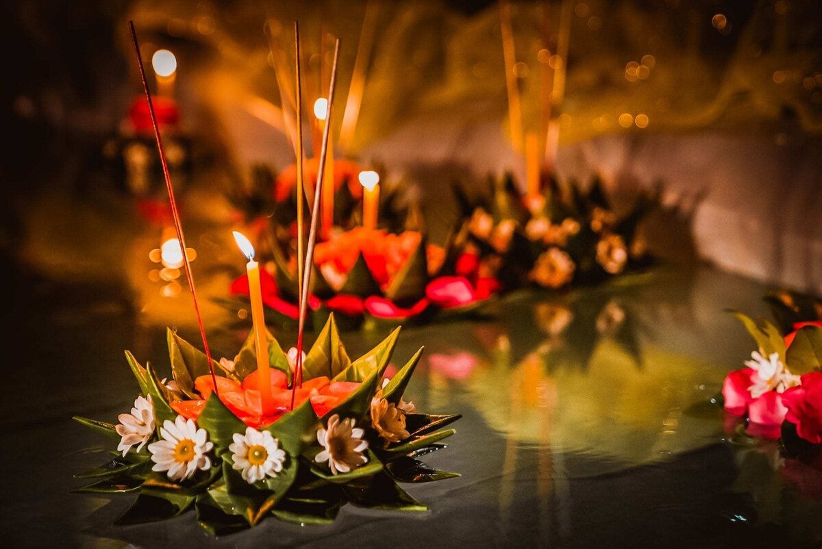 Loi Krathong and Candle Festival in Thailand.