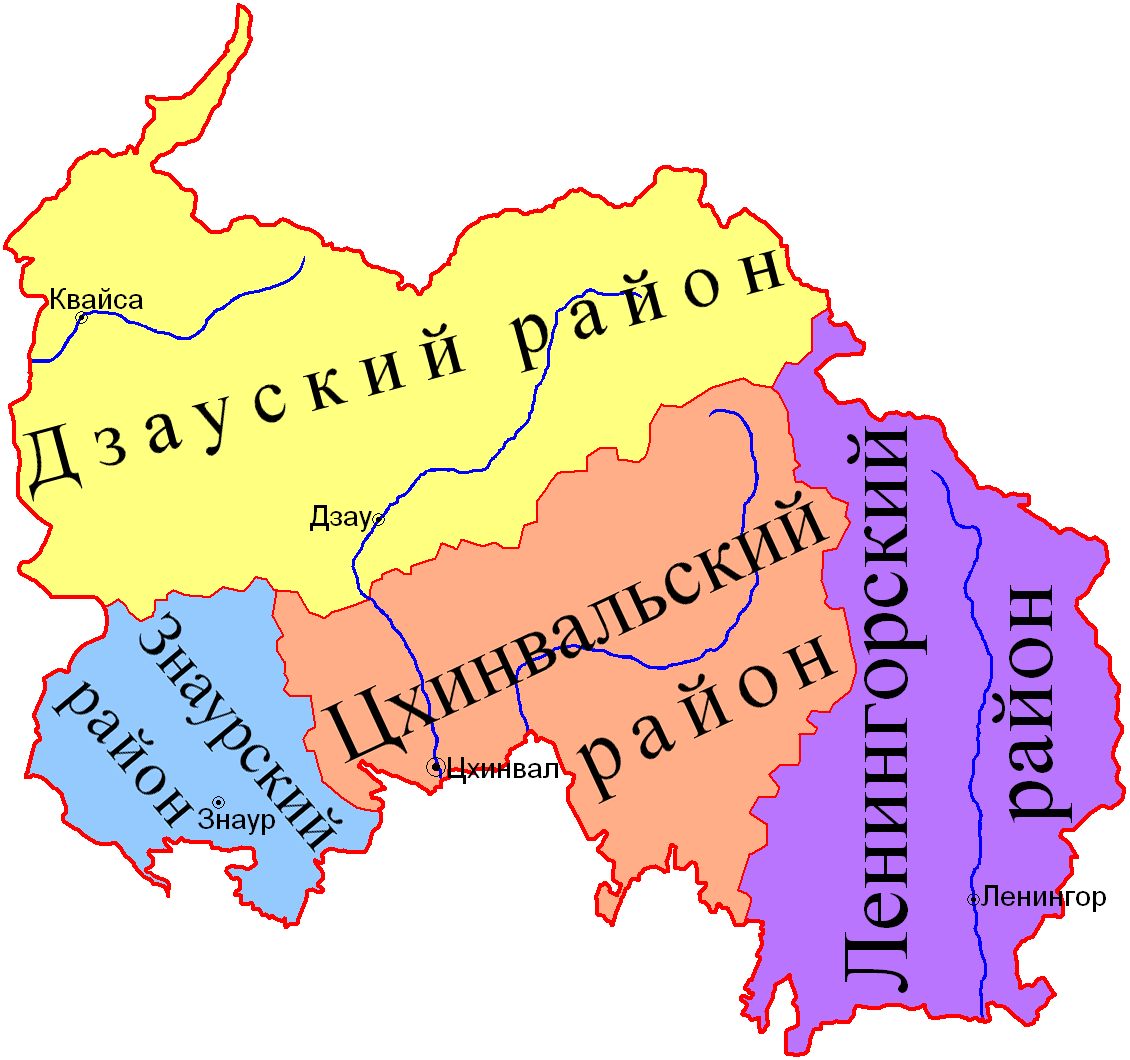 Карта южная осетия подробная с городами и поселками на русском языке