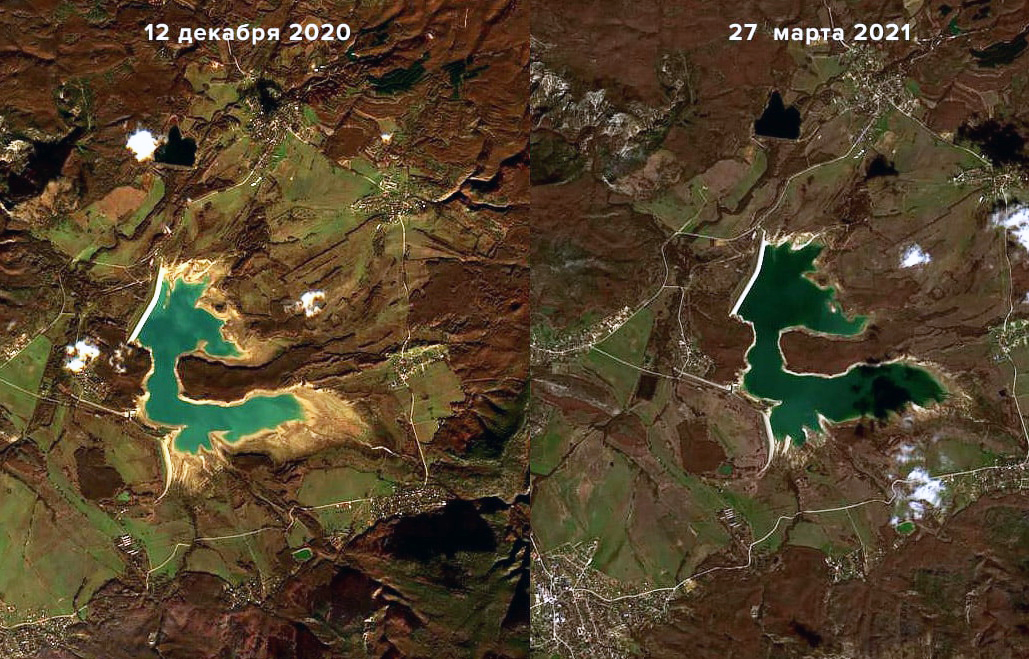 Как мелело и пополнялось Чернореченское водохранилище. Снимки из космоса