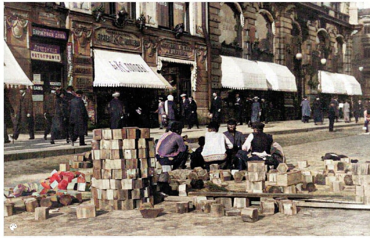 1900-е. Ремонт торцовой мостовой на Невском проспекте