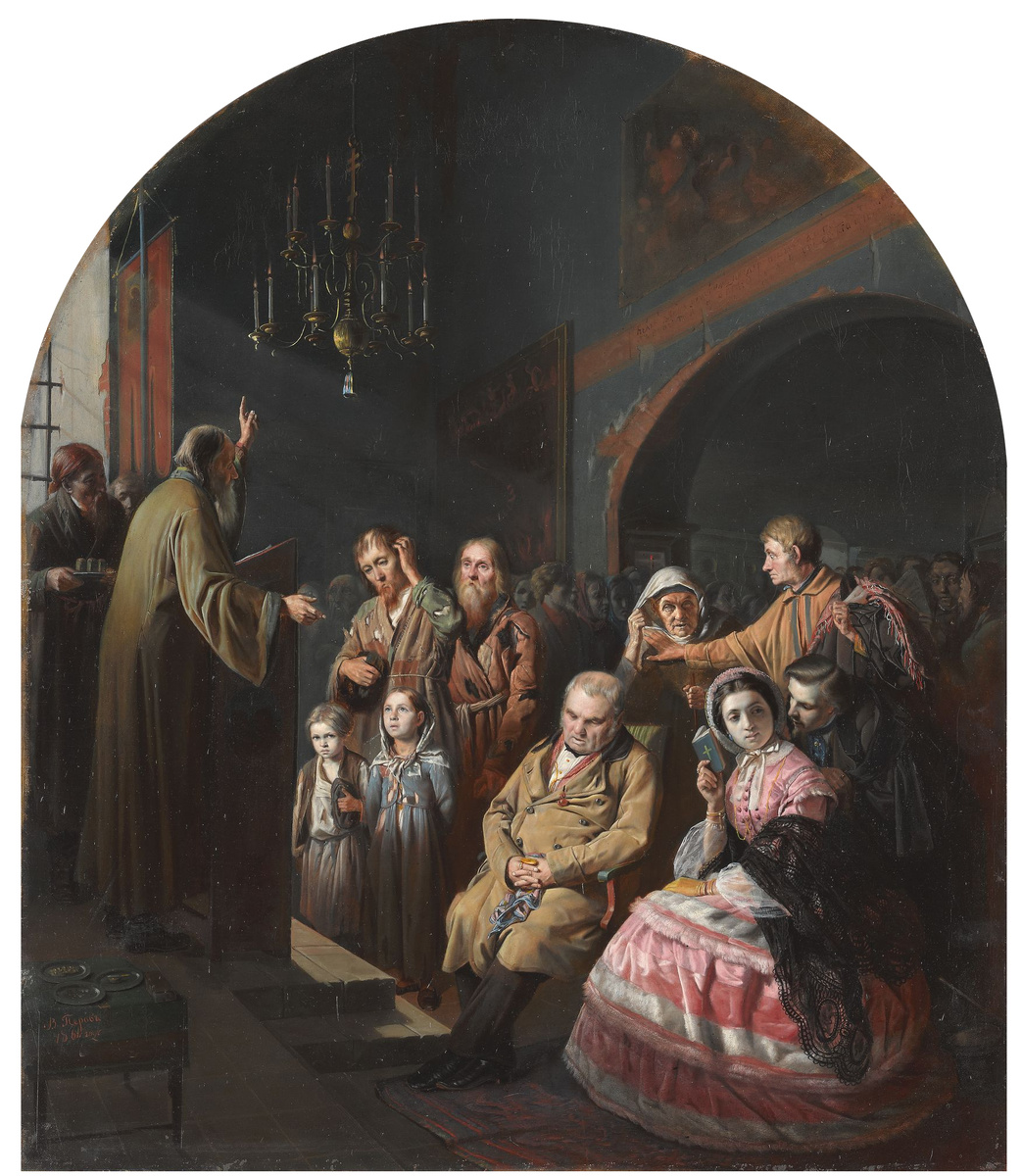 Василий Перов. Проповедь в селе. 1861. Государственная Третьяковская галерея