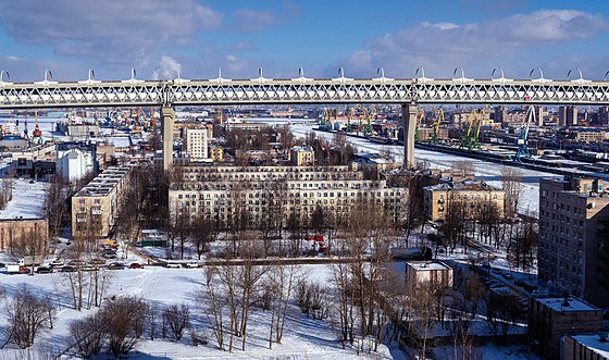 Канонерский остров зимой. Над крышами домов - ЗСД