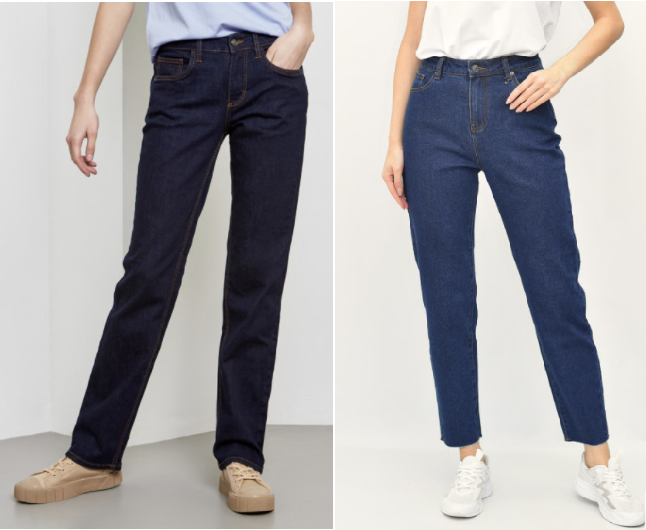 Имейте в виду, джинсы слева - устаревшая база. Есть кое-какой ясно различимый признак... Справа - современный вариант синих базовых джинсов. Фото: Яндекс. Картинки