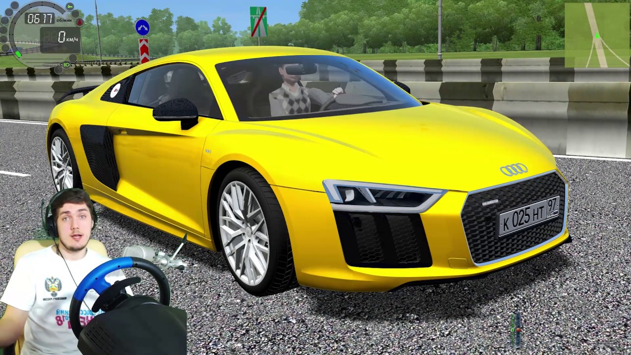 Audi R8 - Мажор 300км/ч Шашки ПО Москве - City Car Driving + Руль