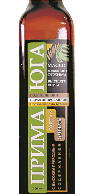 Масло подсолнечное холодного отжима, Прима Юга