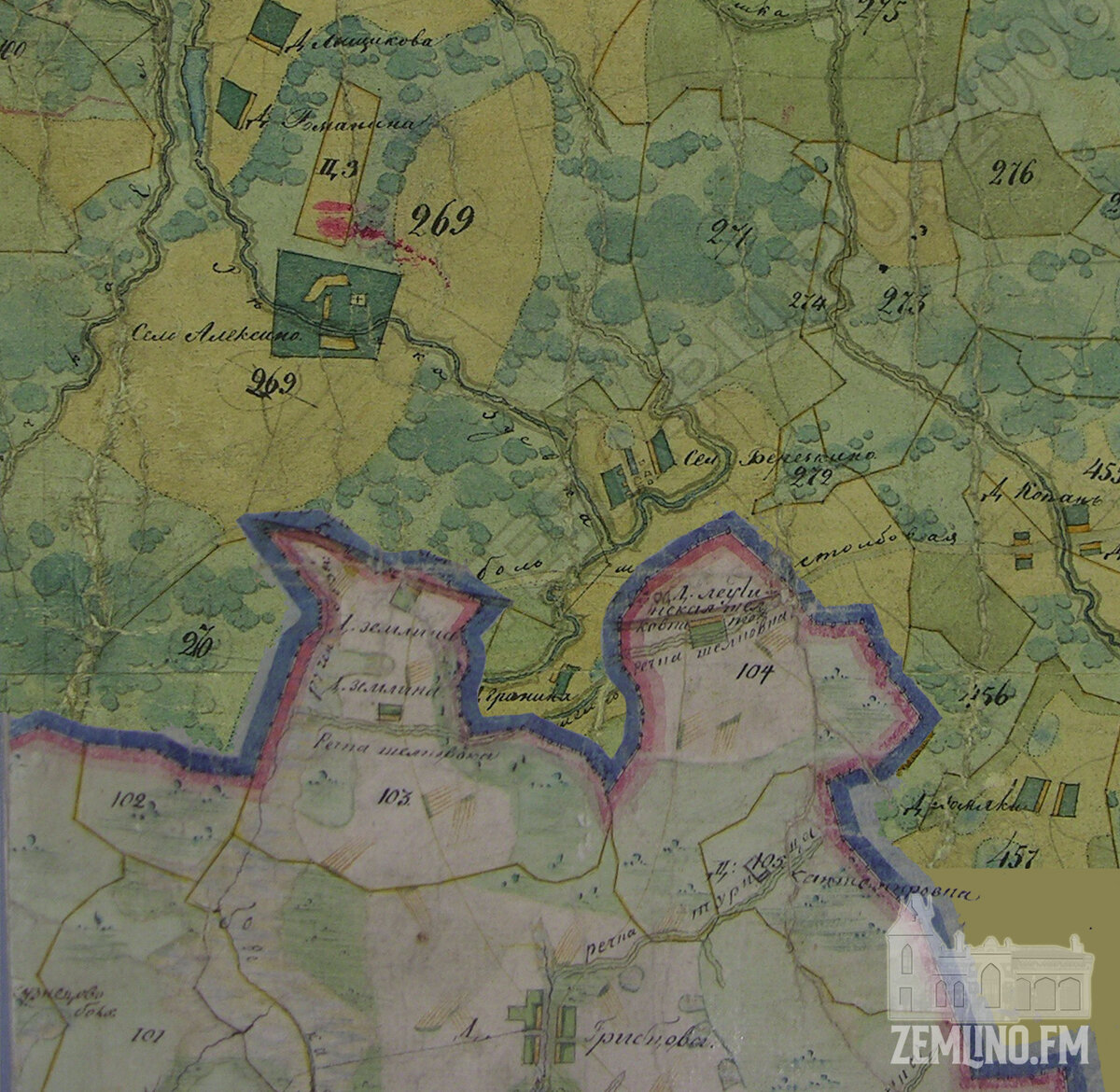 Деревня Землино и окрестности на Планах Генерального Межевания (1796 год)