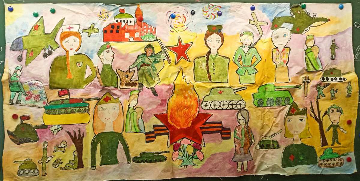 Панно "Мой День Победы", выполнили учащиеся пятых классов, Педагог Куркова В.В. 