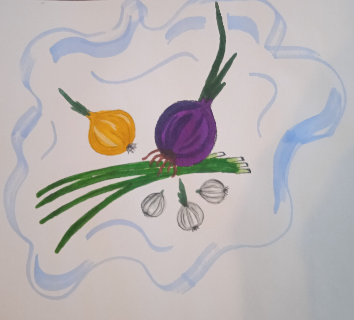 Мое художество, надеюсь похоже на лук, чеснок😁