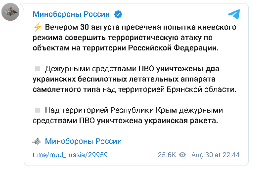 Фото: Скриншот Телеграм/ Минобороны России 