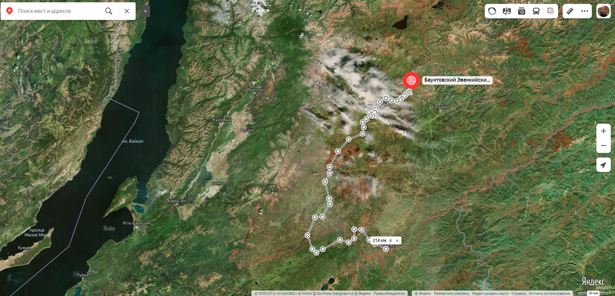 Карта маршрута "Тропою золотоискателей и первопроходцев" 