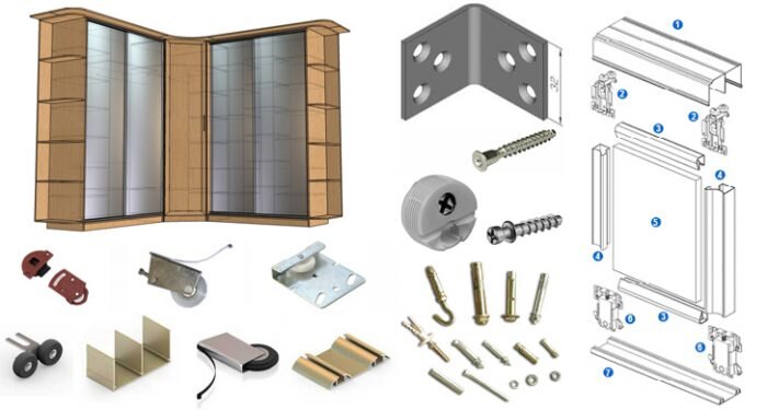 Варианты фурнитуры в шкафы купе, основные особенности