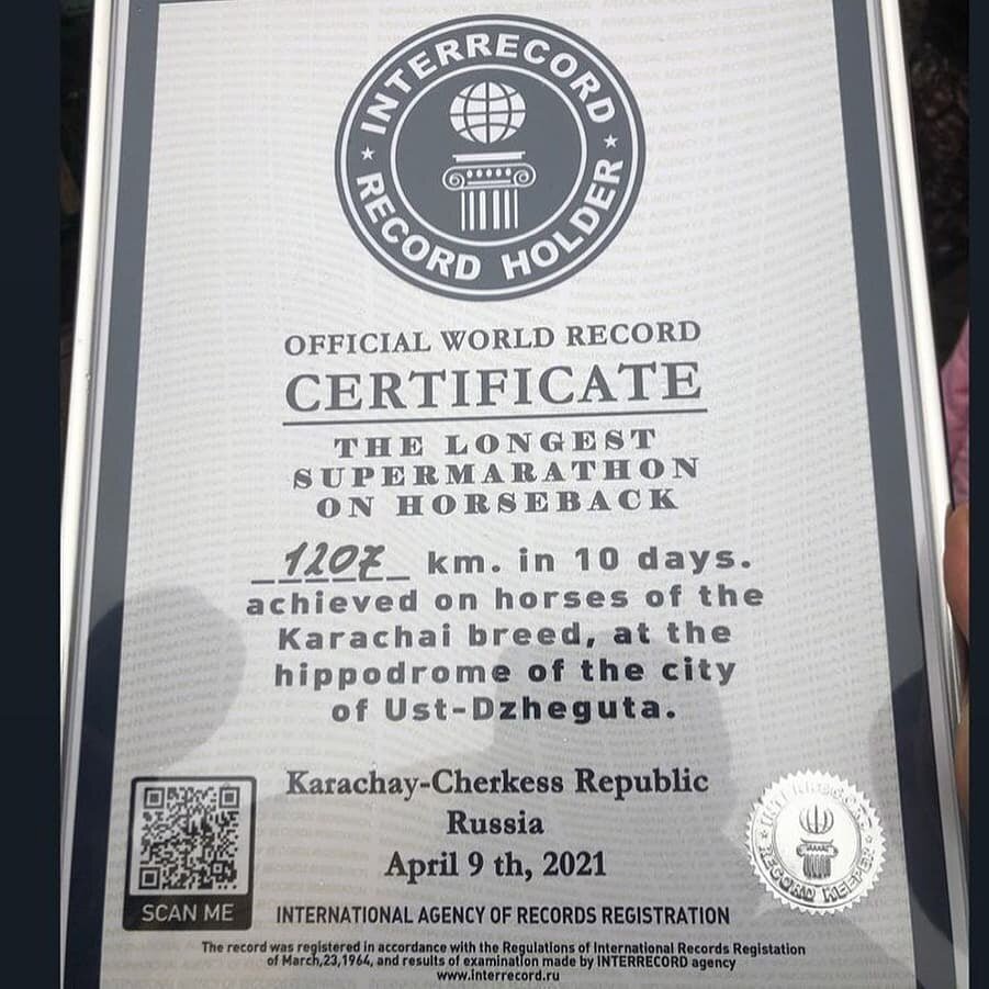 Сертификат об установлении Международного Рекорда Гиннеса.
