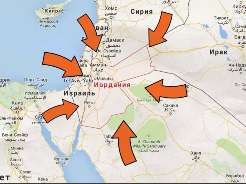 Карта иордания на карте