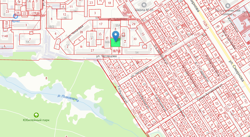 ул. Чеглецова, 68а на карте Барнаула