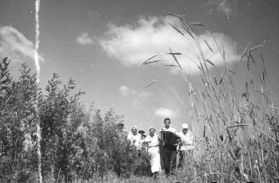В выходной. Бригадир Марин со своей бригадой
Владислав Микоша, 1938 год, Куйбышевская обл., колхоз «XVII лет Октября», МАММ/МДФ.
