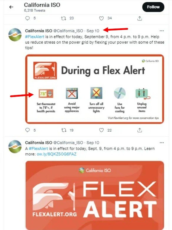 Япония пошла по стопам калифорнийского оператора передачи электроэнергии "California Independent System Operator", который с 2018 года предупреждает своих абонентов об ограничении в использовании электроэнергией. И такие сообщения не какая-то редкость, за 2021 год подобные ограничения вводились уже 18 раз. В это время запрещено‏ пользоваться‏ мощными‏ электроприборами, заряжать свои‏ "тесла" и‏ даже охлаждать помещение ниже‏ 25,5‏ градусов‏ цельсия.