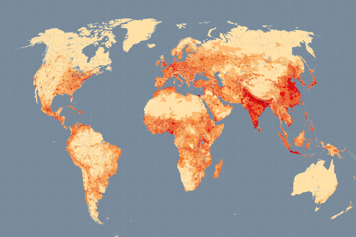 Карта плотности населения земли