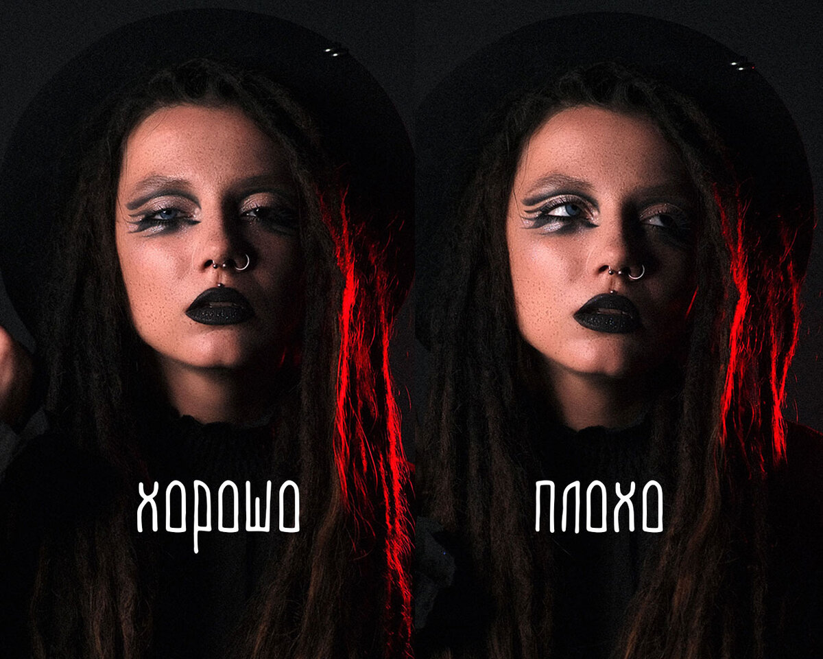 Данный пример ещё не самый плохой. Но если бы я делала более крупный портрет — белки занимали бы ещё большую часть лица. А зрители смогли бы рассмотреть каждый капилляр. Зачем оно нужно?