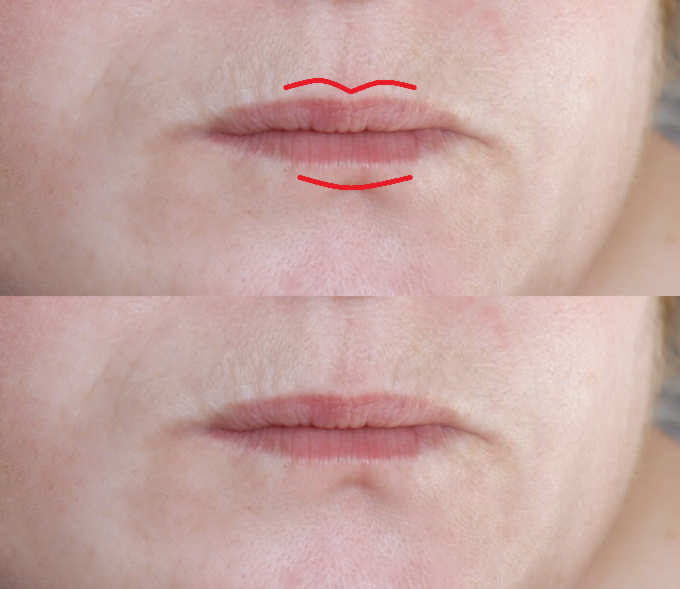 Показала, где выходить за контур губ можно