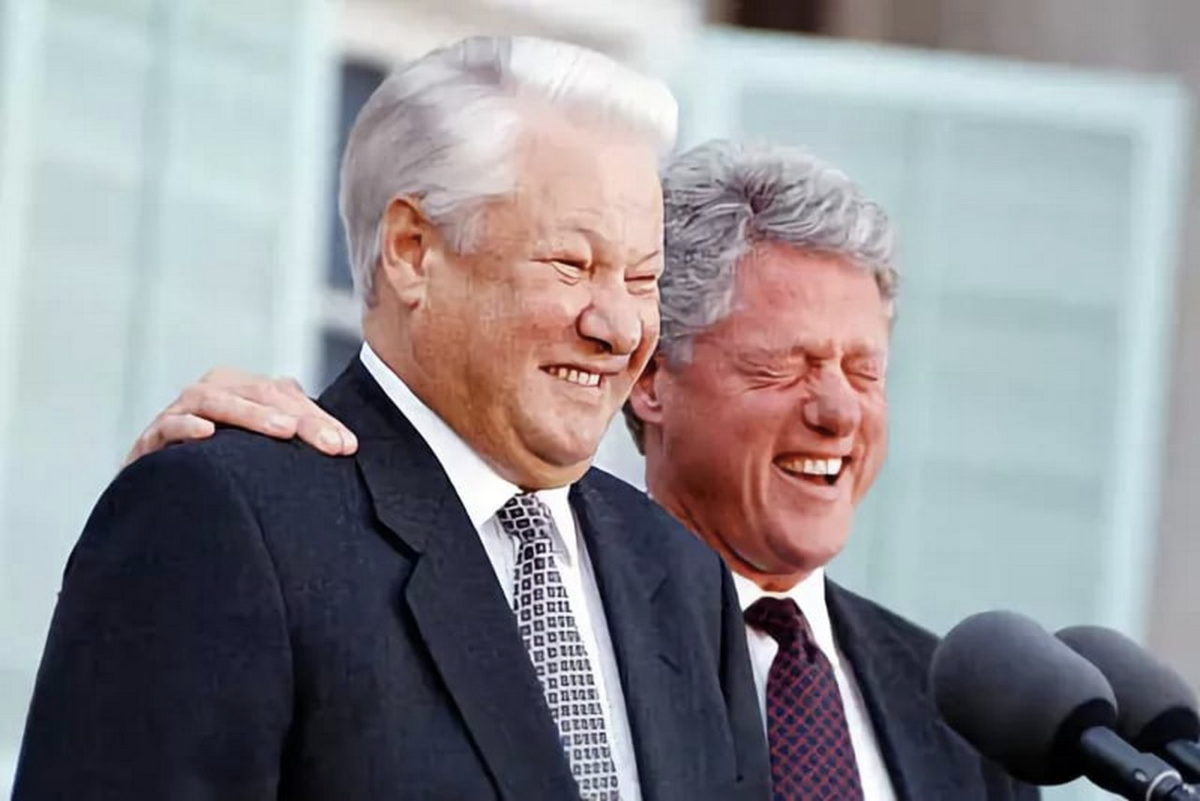 Б. Ельцин и Б. Клинтон пресс-конференция, 1995 г. 