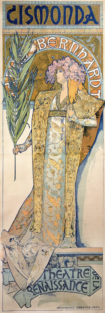 Плакат к спектаклю «Жисмонда», созданный Альфонсом Мухой в 1893 г.