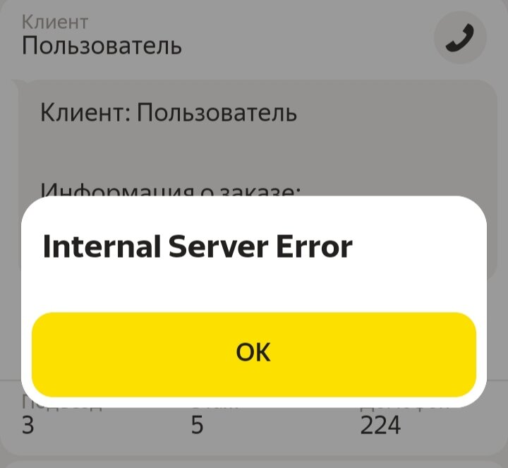 Скрин приложения Яндекс Про с ошибкой сервера. 