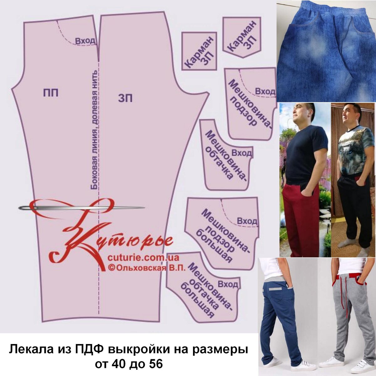 Выкройка мужских спортивных брюк