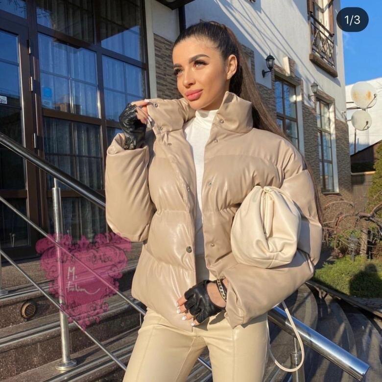 пуховик из кожи