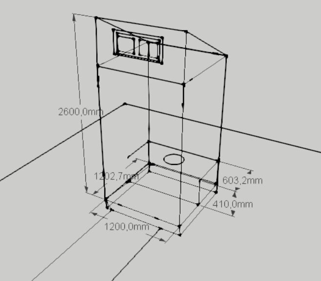 Чертеж дачного туалета, размеры и 3D модель