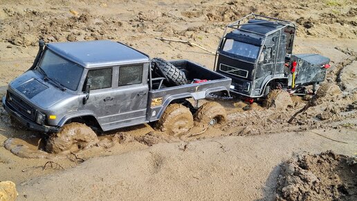 Грузовик Volvo 4x4 против Unimog 6x6 ... RC OFFroad