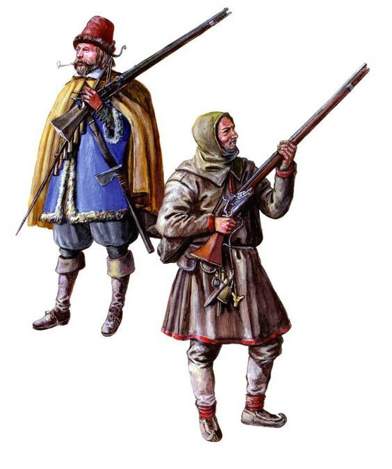 Пехотинцы шведской армии XVII векаю Рисунок Сергея Шаменкова.