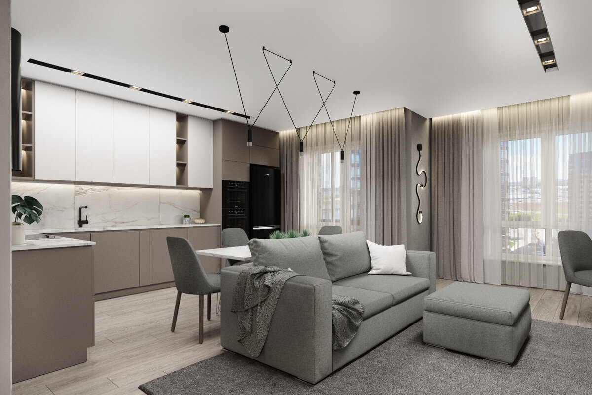 Кухня-Гостиная. Проект dsgn.tmn. (ЖК "Правобережный", г. Тюмень).