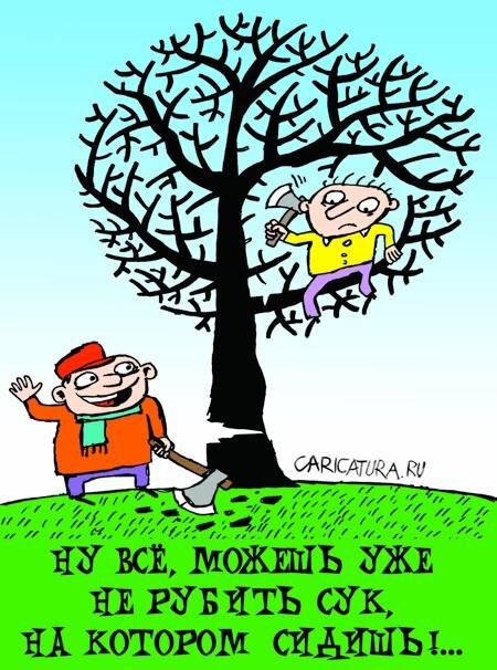 Пословица не руби сук. Рубить сук на котором сидишь. Пилит сук на котором сидит. Пилит сук на котором сидит карикатура. Не Руби сук на котором сидишь.