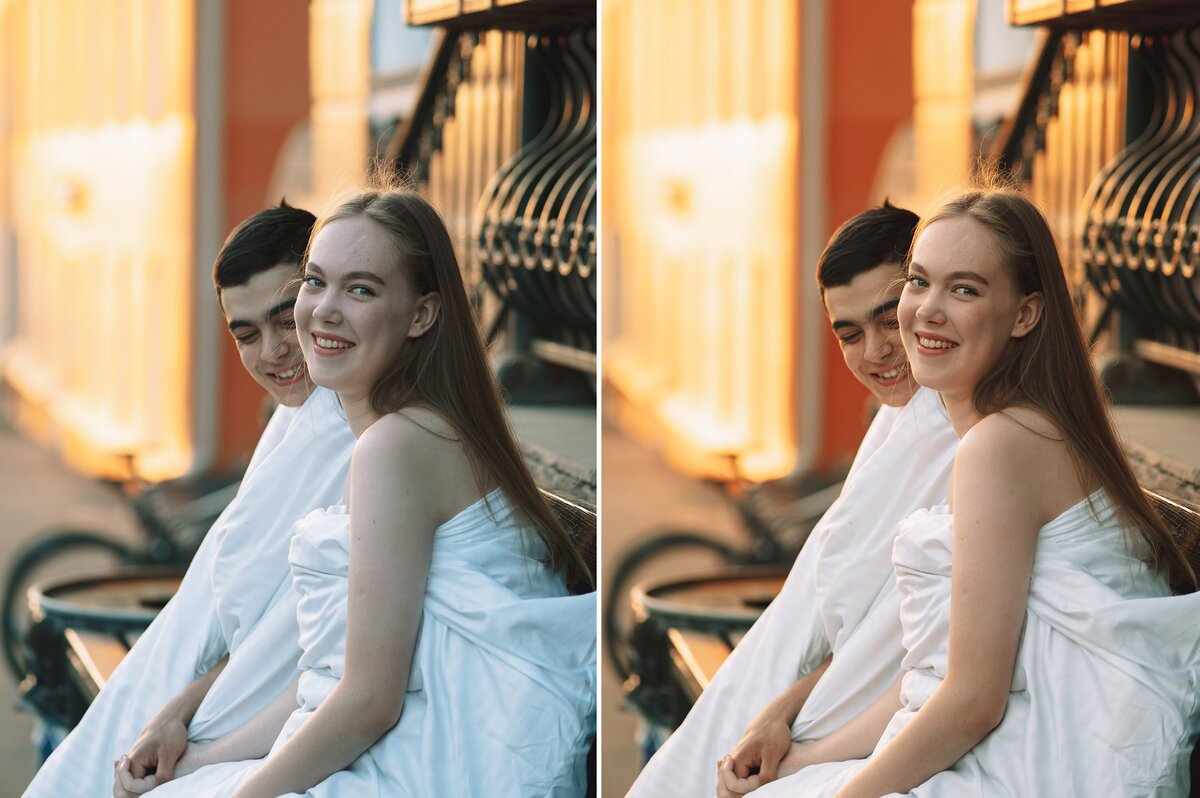    Слева — то, как кадр снят (кожа синеватая), справа — цветокоррекция (кожа цвета кожи) / Фото: Алиса Смирнова, Фотосклад.Эксперт