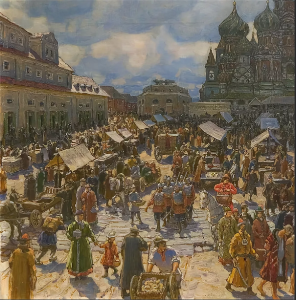 Торговые ряды возле Кремля.