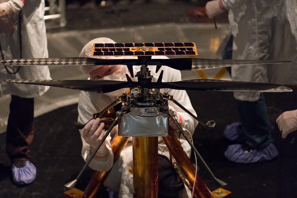Финальный тест дрона-вертолета миссии Mars 2020. Источник: NASA/Cory Huston